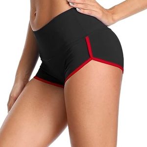 Women's workout yoga gym booty shorts, red & black, never worn, NWOT